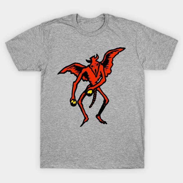 Red Devil Dancing, T-Shirt by VincentRussellArt